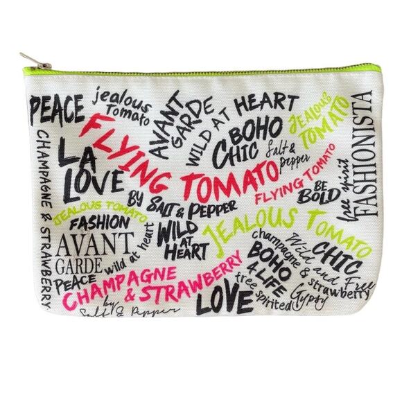 Flying Tomato Handbags - Flying Tomato Canvas Fashionista Statements Print Makeup Cosmetic Pouch Bag